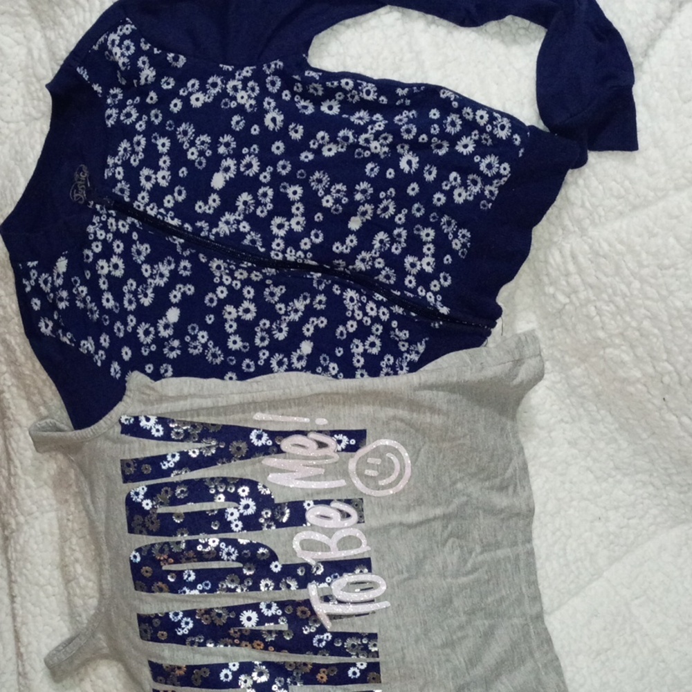 💙Justice Set Girls Size 10  🌼Gray Tank Top & Matching Zip Up Lightweight Top
